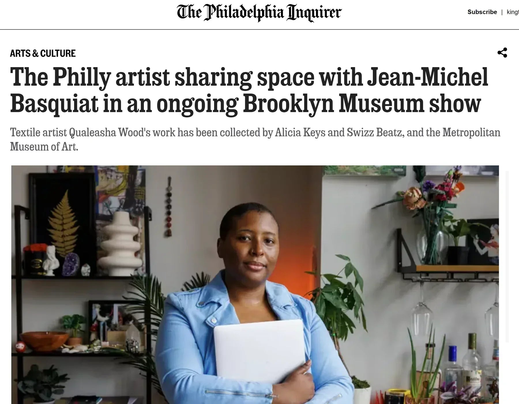 Philadelphia Inquirer: Qualeasha Wood, sharing space with Basquiat at Brooklyn Musuem